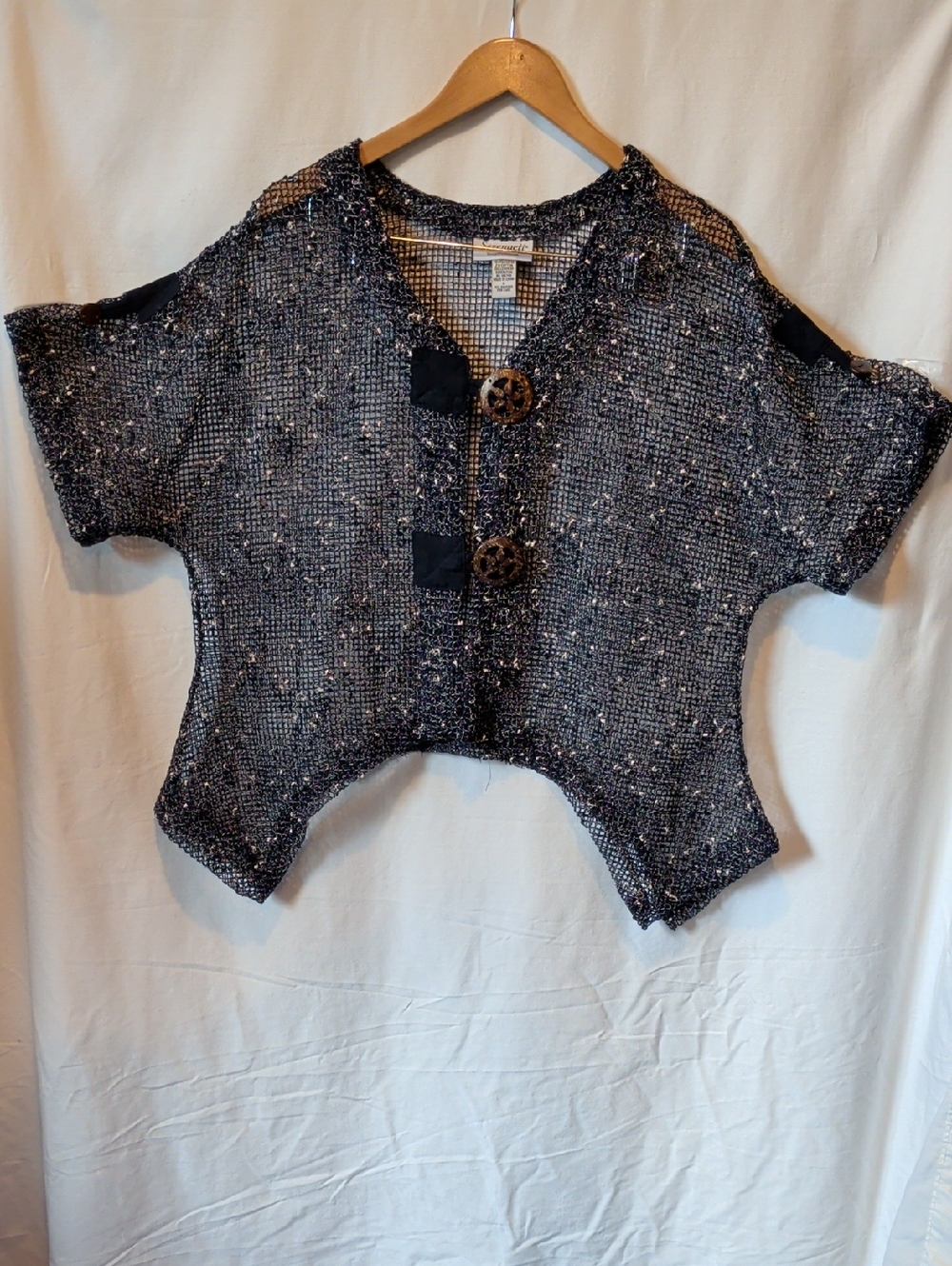 Serengeti Navy and White Open Weave Knit Top